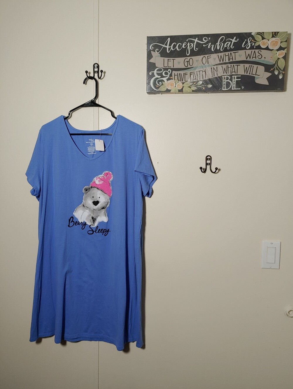 Secret Treasures 2X-3X 20/24 Adorable blue Bear Short Sleeve Nightshirt